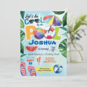 Party-Geburtstagseinladung für Kinder im Pool Einladung (Stehend Vorderseite)