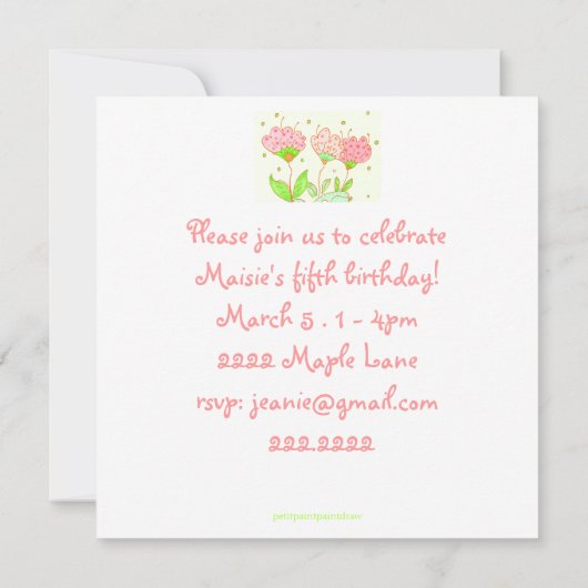 Party Geburtstagsfeier Einladung (Rückseite)