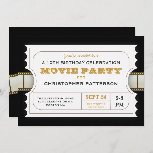 Party Geburtstagsparty Eintrittskarte Einladung (Vorne/Hinten)