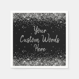 Party Geburtstagsparty zum Schwarzen und Silbernen Serviette