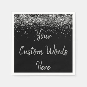 Party Geburtstagsparty zum Schwarzen und Silbernen Serviette