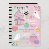 Party-Geister von Boo Kids Halloween Pink Mint Fun Einladung (Vorne/Hinten)