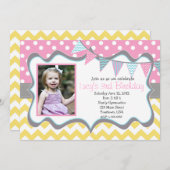 Party Gelb, Blau, Rosa Pendants Geburtstag Einladung (Vorne/Hinten)