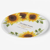 Party Gelb-braun-Sonnenblumen Weiß Pappteller (Schrägansicht)
