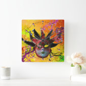 PARTY Gelb Quadratische Wanduhr (Zuhause)