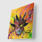 PARTY Gelb Quadratische Wanduhr (Winkel)