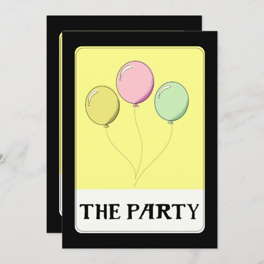 PARTY Gelbes Tarot Stil Geburtstagsballons Einladung (Vorne/Hinten)