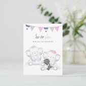 Party "Gender Reveal Modern Elephants" Postkarte (Stehend Vorderseite)
