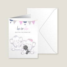 Party "Gender Reveal Modern Elephants" Postkarte