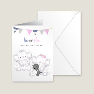 Party "Gender Reveal Modern Elephants" Postkarte