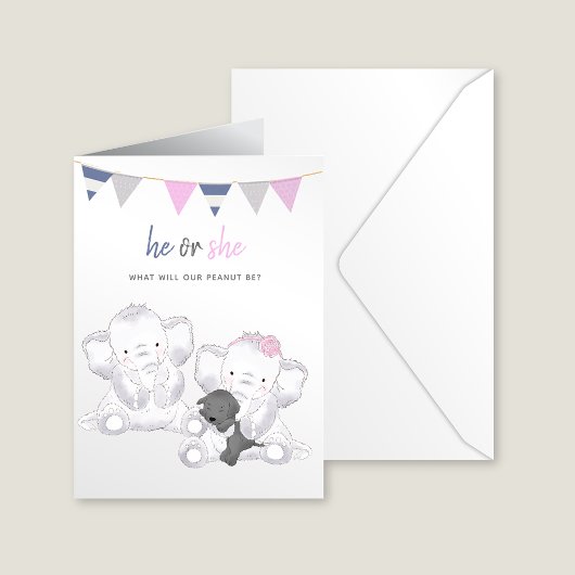 Party "Gender Reveal Modern Elephants" Postkarte
