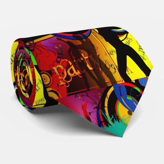 Party gescannt mit Tänzern Glow Colors Necktie Krawatte (Gerollt)