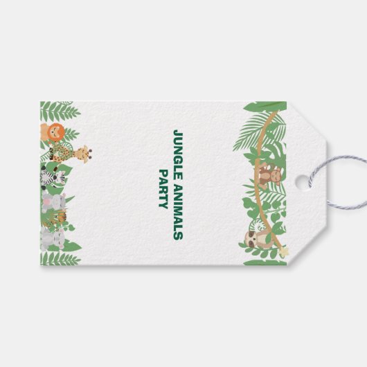 Party-Geschenkmarke "Kids Jungle Animes" Geschenkanhänger (Vorderseite (Horizontal))