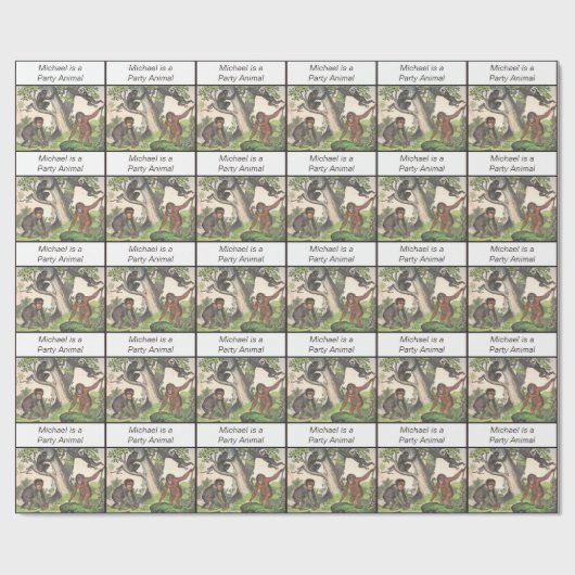 Party Geschenkverpackung Affen Schimpanse Vintag Geschenkpapier (Flach)