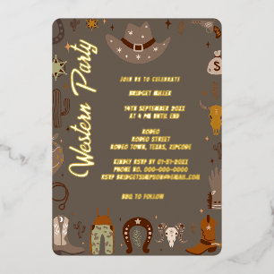 Party geschlechtsneutraler Western Folieneinladung