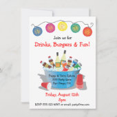 Party Getränke Einladung mit Wein, Limonade und Bi (Vorderseite)