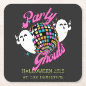 Party Ghouls Retro Halloween Ghosts Rechteckiger Pappuntersetzer (Vorderseite)