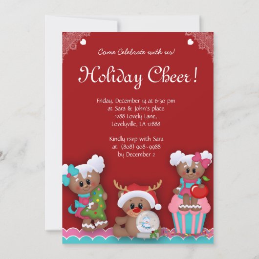 Party Gingerbret  zu Weihnachten Kindergeburtstag Einladung (Rückseite)