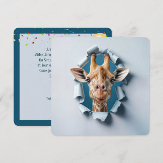 Party Giraffe am 2. Geburtstag in einem Papierloch Einladung