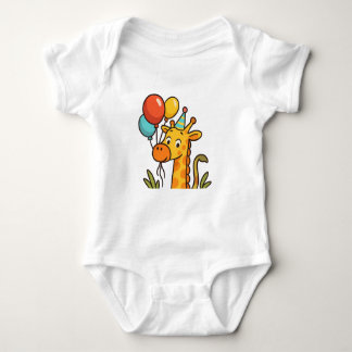 Party Giraffe Baby T-Shirt mit Balloons & Glöckche Baby Strampler