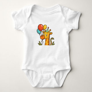 Party Giraffe Baby T-Shirt mit Balloons & Glöckche Strampler