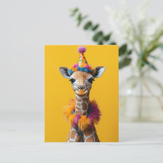 Party Giraffe Extravaganza Postkarte (Stehend Vorderseite)