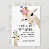 Party Giraffe Geburtstag Einladung (Vorne/Hinten)