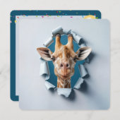 Party Giraffe in einem Papierloch Einladung (Vorne/Hinten)