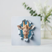 Party Giraffe in einem Papierloch Einladung (Stehend Vorderseite)