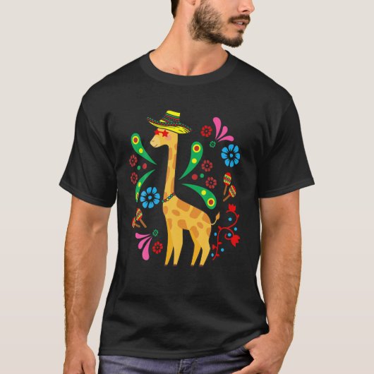 Party Giraffe Sombrero Funny Cinco De Mayo Mexican T-Shirt (Vorderseite)