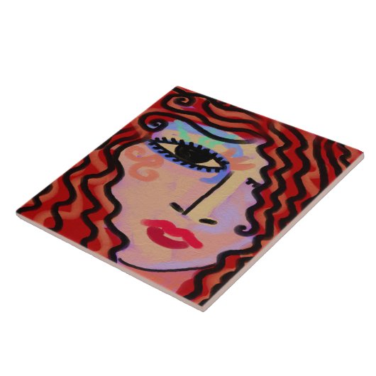 Party Girl Abstraktes digitales Portrait einer Fra Fliese (Seite)