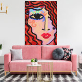 Party Girl Abstraktes digitales Portrait einer Fra Leinwanddruck (Insitu (Wohnzimmer))