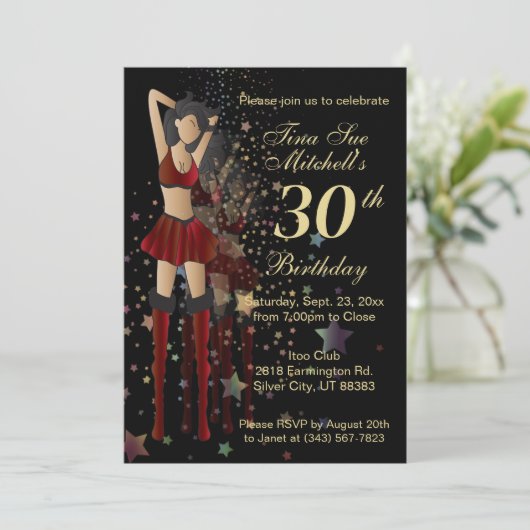 Party Girl Birthday Einladung (Stehend Vorderseite)