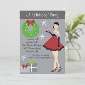 Party Girl Holiday Party Einladung (Stehend Vorderseite)