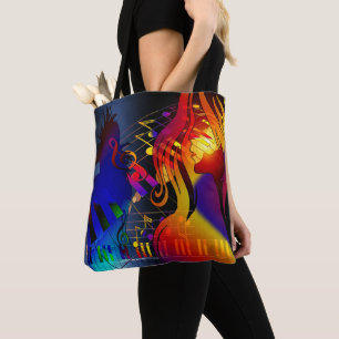 Party Girl mit musikalischer Note Neonfarben Tasche