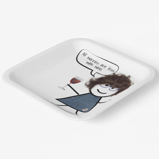 Party-Girl mit Weinangebot Pappteller (Gewinkelt)