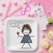 Party-Girl mit Weinangebot Pappteller (Party)