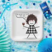 Party-Girl mit Weinangebot Pappteller (Party)