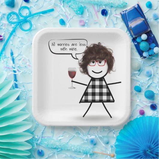 Party-Girl mit Weinangebot Pappteller (Party)