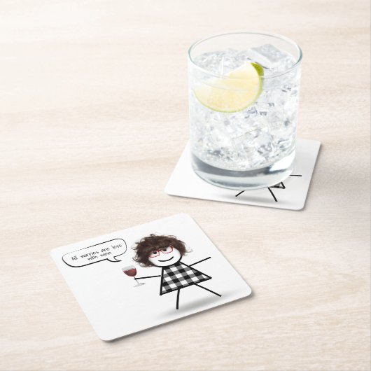 Party-Girl mit Weinangebot Rechteckiger Pappuntersetzer (Vor Ort)