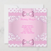 Party Girl Pink White Polka Dot Einladung (Rückseite)