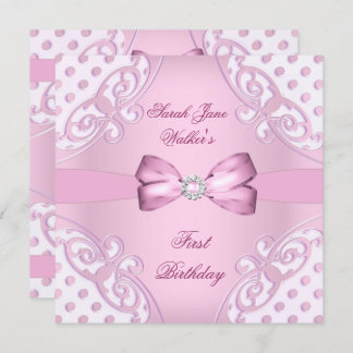 Party Girl Pink White Polka Dot Einladung