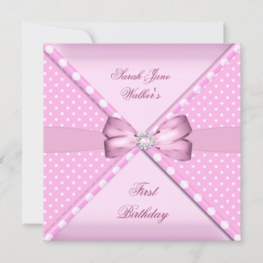 Party Girl Pink White Polka Dot Einladung (Vorderseite)