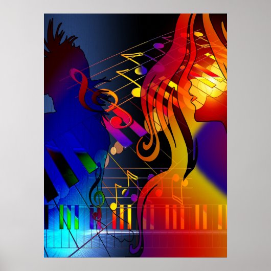 Party Girl with Music Blacklight Poster (Vorne)