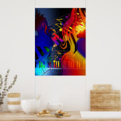 Party Girl with Music Blacklight Poster (Küche)