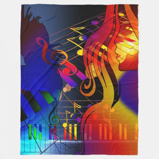 Party Girl with Music Fleece Blanket (Vorderseite)