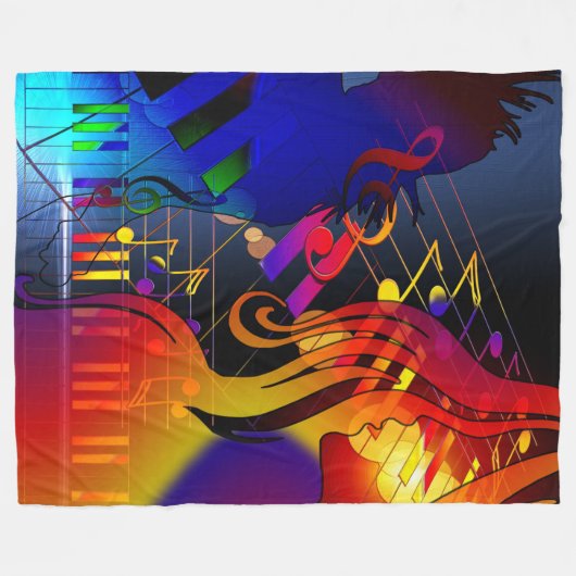 Party Girl with Music Fleece Blanket (Vorderseite (Horizontal))