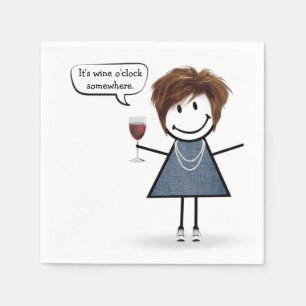 Party Girl with Red Wine Serviette