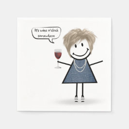 Party Girl with Red Wine Serviette