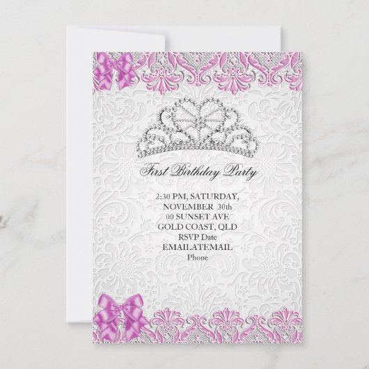Party Girls Princess Pink Foto Einladung (Rückseite)